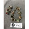 Image 1 : 2 Vintage Bracelets w/ Polished Stone Accents (one needs fastener repair)