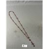 Image 2 : Pretty & Delicate Vintage Long Red w/ Gold Beaded Necklace
