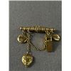 Image 2 : Adorable Chatelaine Brooch w/ Charms - 2 Opening Lockets, Heart & Whistle