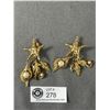 Image 1 : Vintage 80's Gold Tone Novelty Charm Earrings - High Quality!