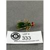 Image 1 : Lovely Vintage Bug/Insect w/ 2 Green B.C. Jade Stones Brooch