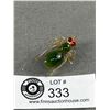 Image 2 : Lovely Vintage Bug/Insect w/ 2 Green B.C. Jade Stones Brooch