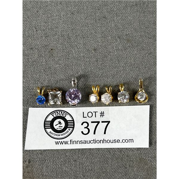 7 Dainty Pendants, Some w/ Gem Stones
