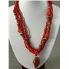 Image 2 : Vintage 6 Strands w/ Pendant Bead Necklace, Red Coral Colour