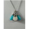 Image 2 : Lovely 3 Gem Stones Pendant w/ Chain Necklace