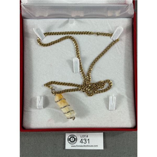 Lovely Gold Plated Necklace with a Crystal Stone