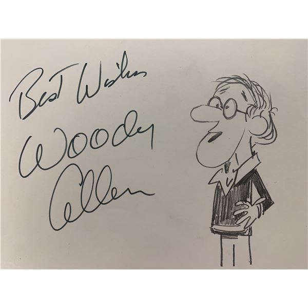 Woody Allen signed self portrait. GFA Authenticated