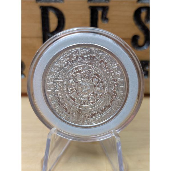 Lot 2-1) 1 oz Silver Aztec Calendar Silver Bar