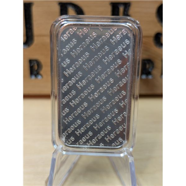 Lot 27-1) 1 oz Silver Heraeus Bar