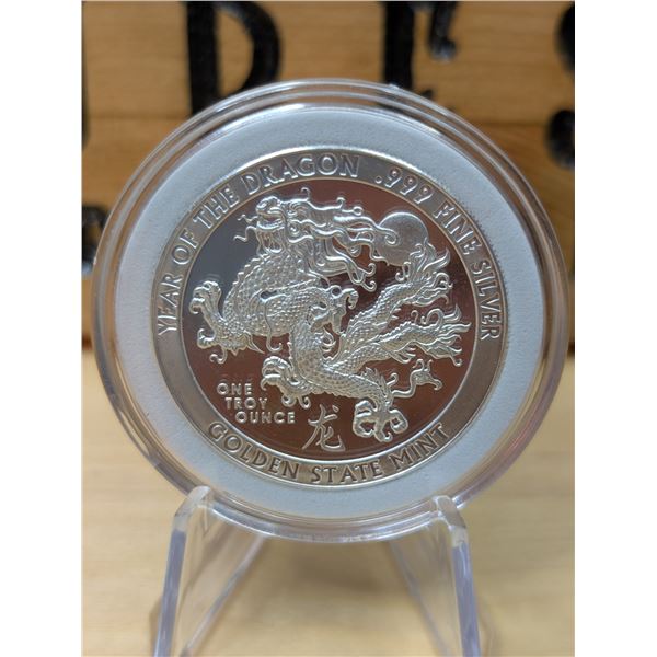 Lot 43-1) 1 oz Aztec Calendar Year of the Dragon