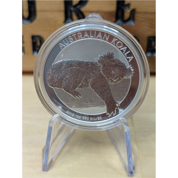 Lot 52-1) 1oz 2012 Australian Koala silver coin