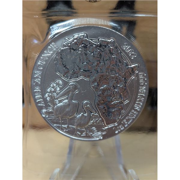 Lot 70-1) 1 oz Pelican Rwanda silver coin
