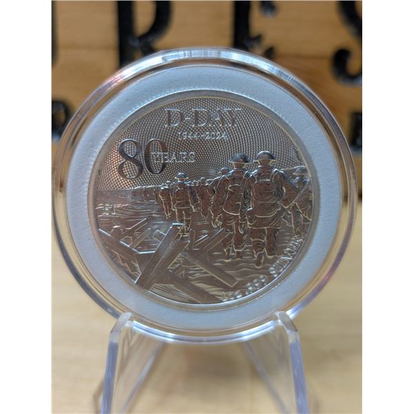 Lot 73-1) 1 OZ SILVER ALDERNEY D-DAY COIN 2024