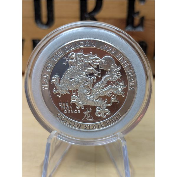 Lot 8-1) 1 oz Aztec Calendar Year of the Dragon