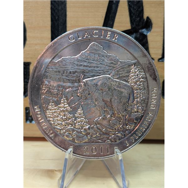 Lot 21-1) 5 oz Glacier National Park silver coin