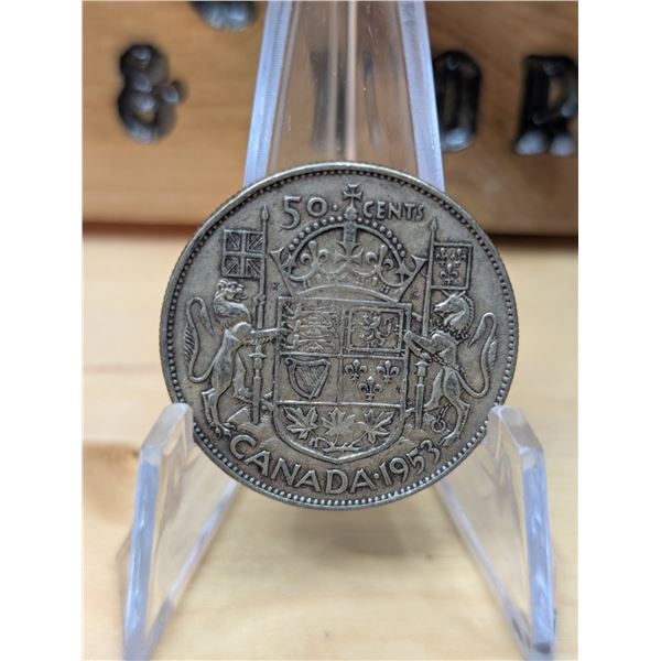 Lot 22-1) 1953 Canadian silver 50c
