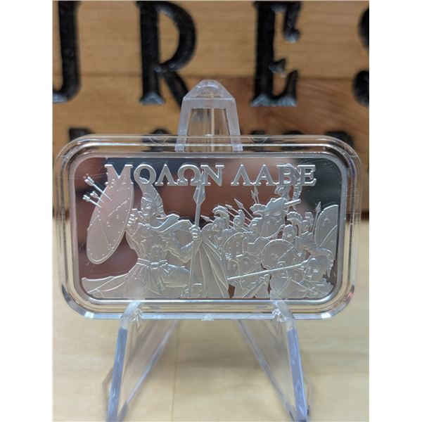 Lot 29-1) 1 oz Molon Labe High relief bar