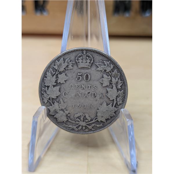 Lot 32-1)  1918 Canadian silver 50c