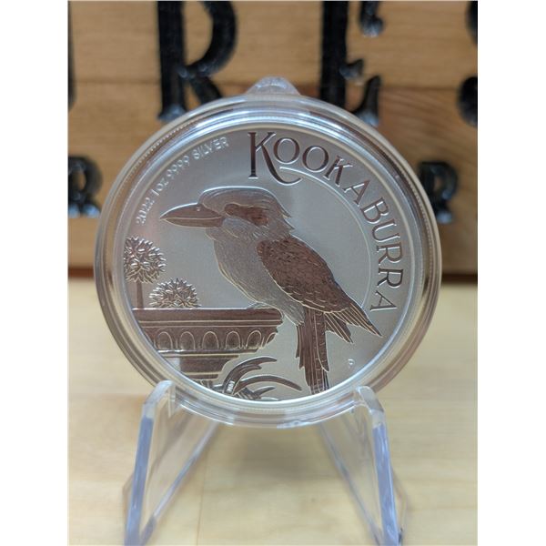 Lot 45-1) 1 oz  Australian Kookaburra silver coin 2022