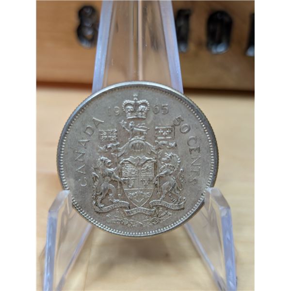 Lot 65-1) 1965 Canadian silver 50c