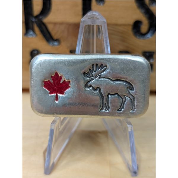 Lot 5-1) 3oz Coloured Canadian Moose silver bar