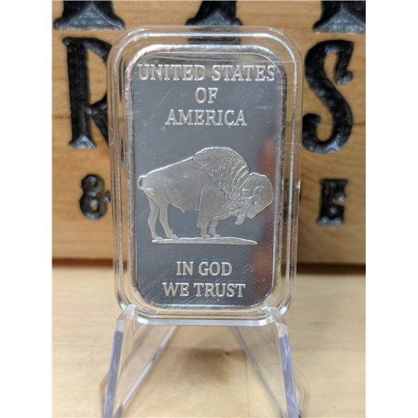 Lot 11-1) 1 oz  Buffalo Indian Head Silver bar