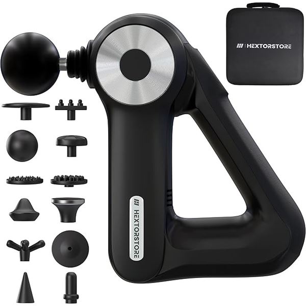 1 Hextor Pro 4th Gen Electric Handheld Deep-Tissue Massage Gun with Storage Case - Brand New!