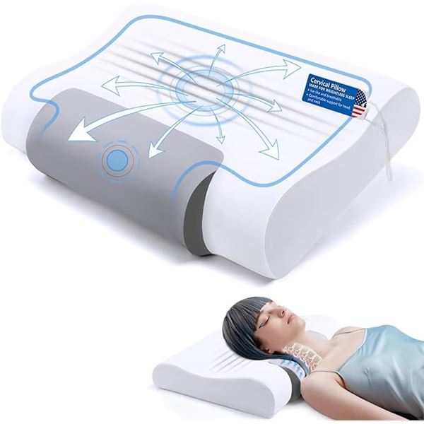 1 DVZV Memory Foam Neck Pillow; Cooling Memory Foam Ergonomic Bed Pillow for Neck Pain Relief - NEW