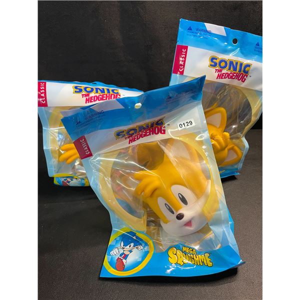 3 Sonic The Hedgehog Mega-Squishme Squishy/Stress-Relief Sensory Toys - New