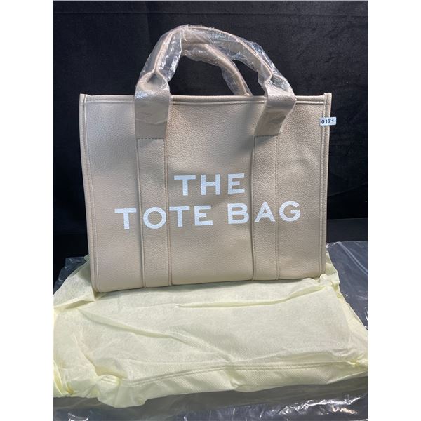 1 "The Tote Bag" Faux Leather Tote Bag for Women - Beige Colour - 12"W x 10"H - Brand New