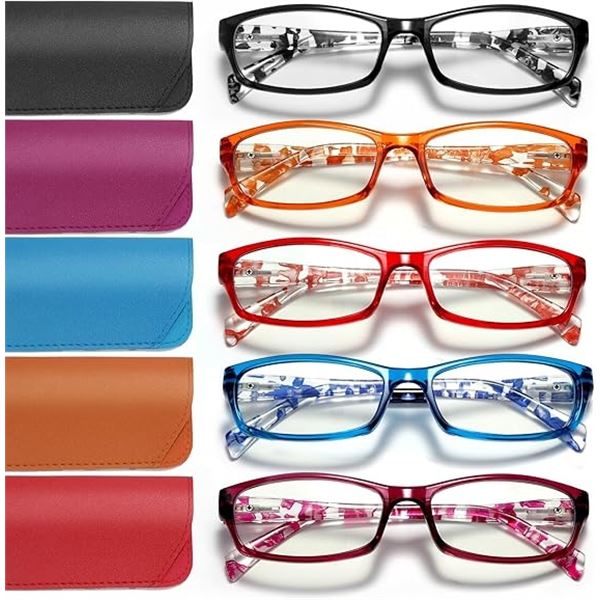 2 Boxes of Kunchu Reading Glasses - Blue Light Blocking/Anti-Glare - 5 Per Box/10 Total - New