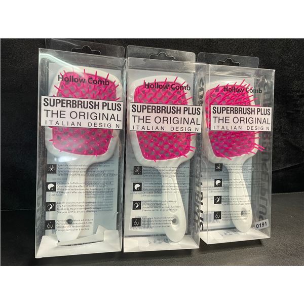 3 Hollow Comb Superbrush Plus - Vented Detangling Hair Brushes - Brand New