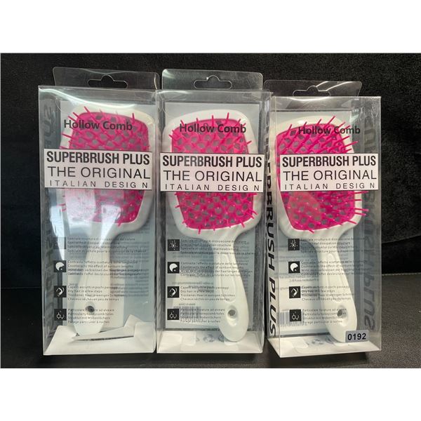 3 Hollow Comb Superbrush Plus - Vented Detangling Hair Brushes - Brand New