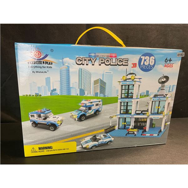 1 City Police Station and Car 736PC Toy Building Block Set - New