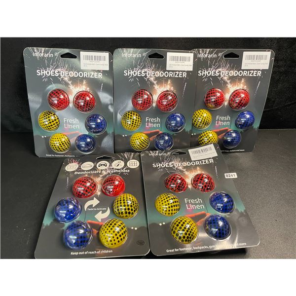 5 Packs of Shoe Deodorizer Balls - Fresh Linen Scent - Great for Shoes/Gym Bags/Lockers/etc. - New