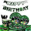 Image 1 : 4 Gamer-Style Party/Birthday Supply Sets - Include Plates, Napkins, Cups, Cutlery, Decor, etc. - New