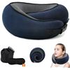 Image 1 : 2 Flyhugz Ergonomic Memory Foam Neck Pillows - Great for Travel, Car, Office, etc. - Blue - New