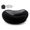 Image 1 : 2 Flyhugz Ergonomic Memory Foam Neck Pillows - Great for Travel, Car, Office, etc. - Black - New