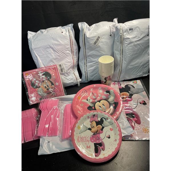 4 Assorted Party Supply Sets - 2X Minnie Mouse Themed, 1X Monster Truck Theme & 1X Gamer Theme - New