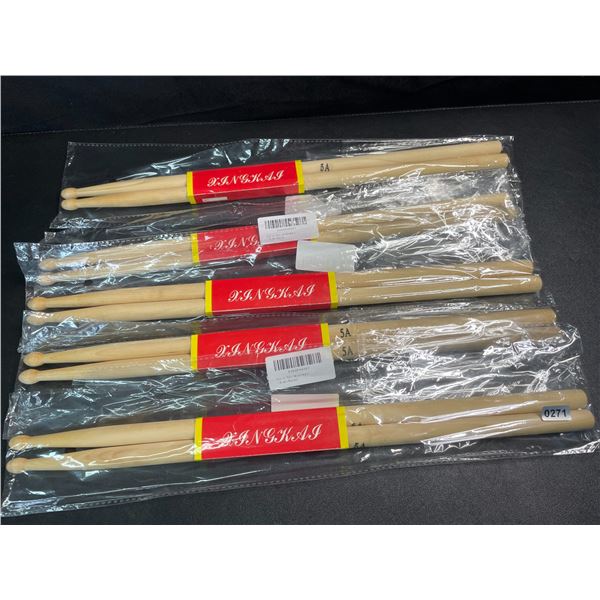 5 Sets of Durable Drum Sticks - Brand New
