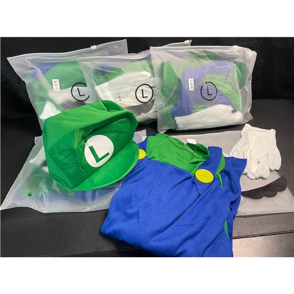 5 Luigi/Super Mario-Bros Luigi Costumes - Size Large - New