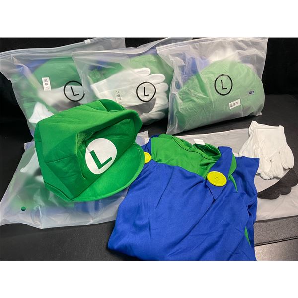 5 Luigi/Super Mario-Bros Luigi Costumes - Size Large - New