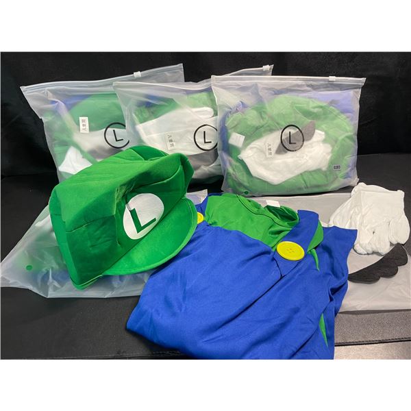 5 Luigi/Super Mario-Bros Luigi Costumes - Size Large - New