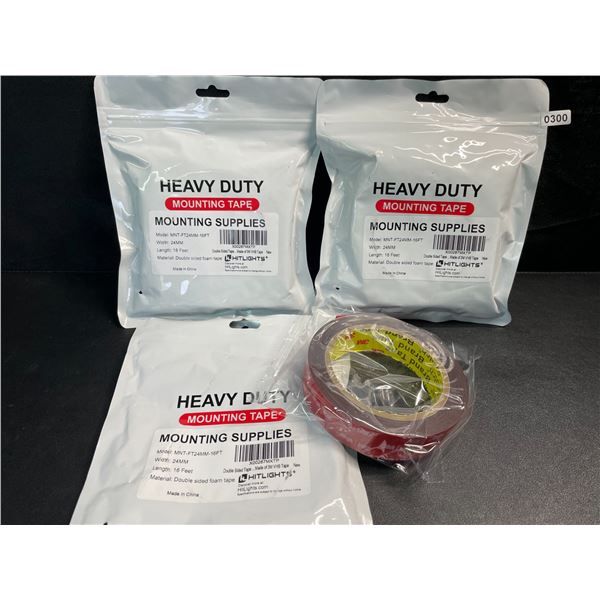 3 Packs/Rolls of Heavy-Duty Double-Sided 3M Mounting Tape - 16FT Per Roll - Brand New!