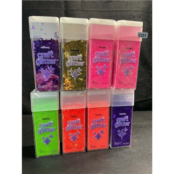 8 Hemway Premium Quality Craft Glitter Shakers - Assorted Colours - 110g-130g Each - Brand New!