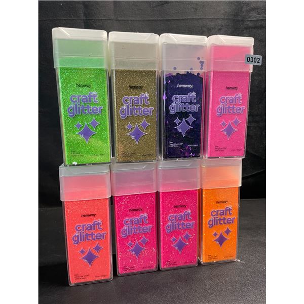 8 Hemway Premium Quality Craft Glitter Shakers - Assorted Colours - 110g-130g Each - Brand New!