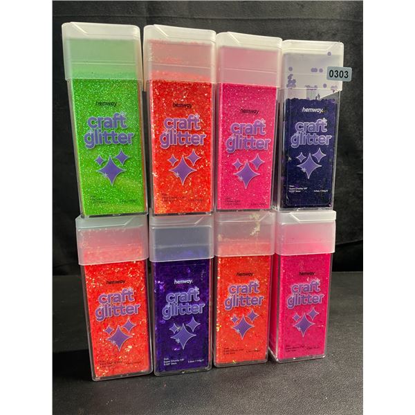 8 Hemway Premium Quality Craft Glitter Shakers - Assorted Colours - 110g-130g Each - Brand New!