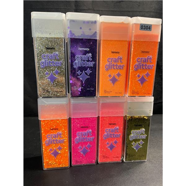 8 Hemway Premium Quality Craft Glitter Shakers - Assorted Colours - 110g-130g Each - Brand New!