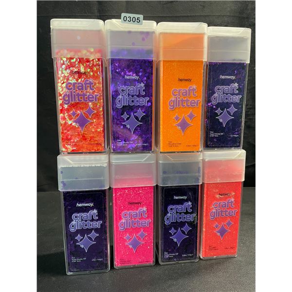 8 Hemway Premium Quality Craft Glitter Shakers - Assorted Colours - 110g-130g Each - Brand New!
