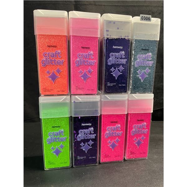 8 Hemway Premium Quality Craft Glitter Shakers - Assorted Colours - 110g-130g Each - Brand New!